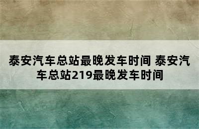 泰安汽车总站最晚发车时间 泰安汽车总站219最晚发车时间